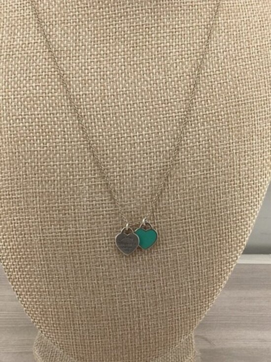 Tiffany & Co. Jewelry - Tiffany & Co. Silver Necklace with Green Heart Pendant